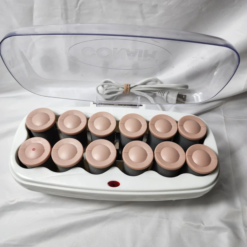 Conair Instant Heat 12 Jumbo Flocked Hair Setter Hot Rollers White CHV12XN